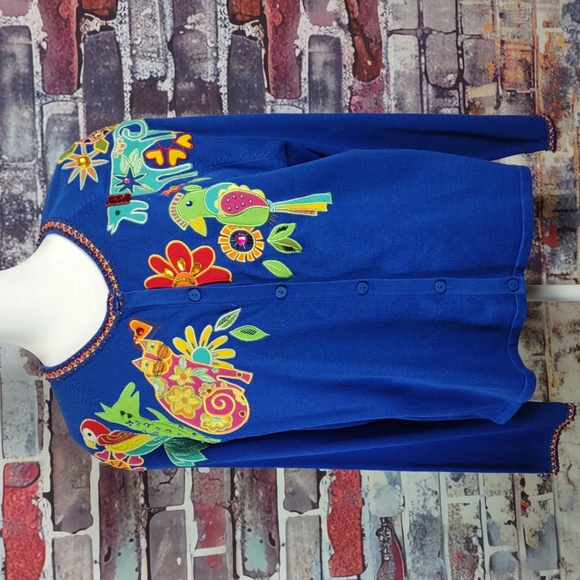 Arriviste "Fanciful" Applique/Beaded Cardigan Sweater - Picture 1 of 10